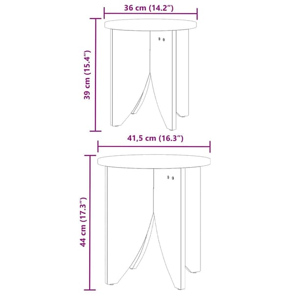 vidaXL Sofabord 2 pcs Voks brun