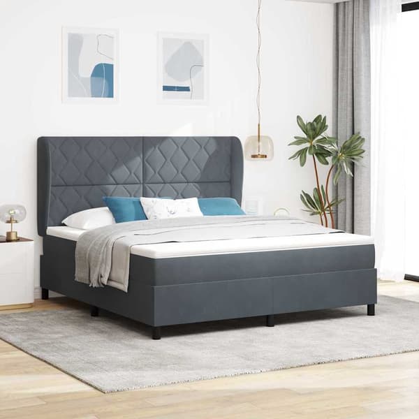 vidaXL Box spring seng med madras Mørkegrå 200 x 180 cm Polyester