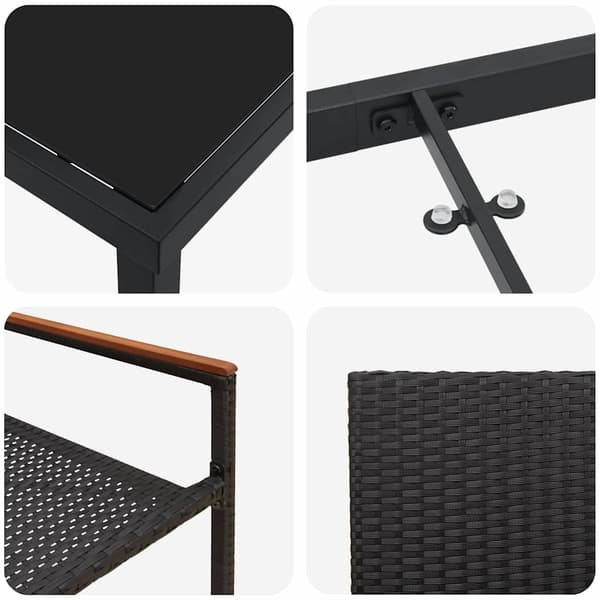 vidaXL Have Spisebordssæt 7 pcs Sort Poly rattan