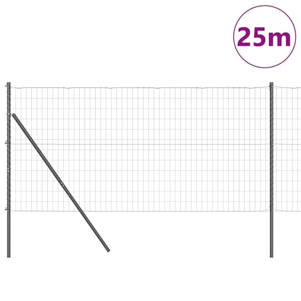 vidaXL Hegn med post Grå 1 x 25 m Stål og PVC