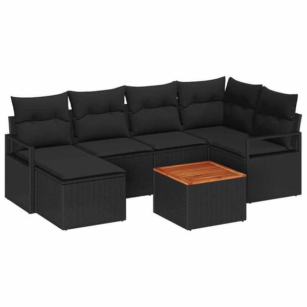 vidaXL Havesofa Sæt 7 pcs Sort