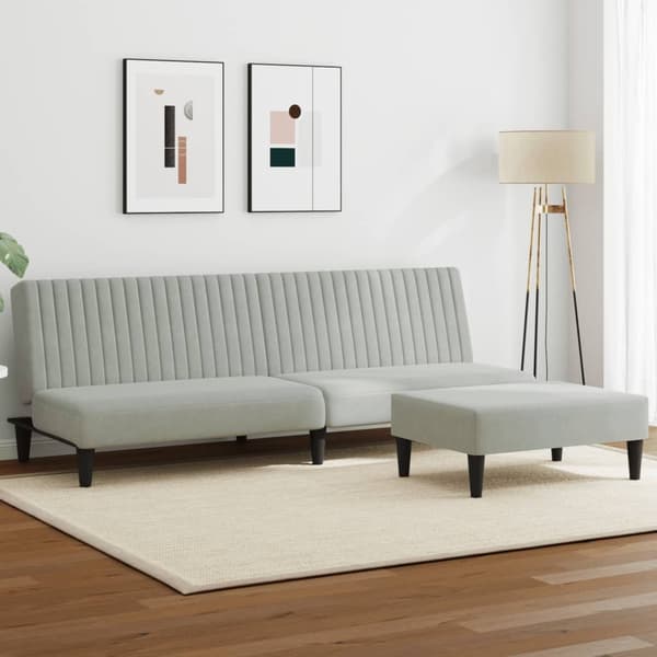 vidaXL sofasæt 2 dele velour lysegrå