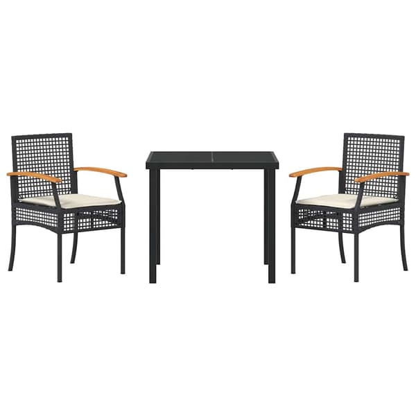 vidaXL Have Spisebordssæt 3 pcs Sort polyrattan