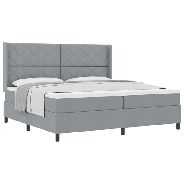 vidaXL Box spring seng med madras Lysegrå 200 x 200 cm Stof