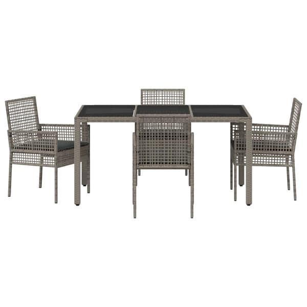vidaXL Have Spisebordssæt 5 pcs Grå polyrattan