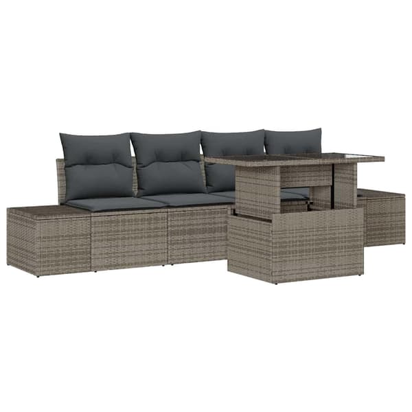 vidaXL Sofa Sæt med pude 5 pcs Grå polyrattan