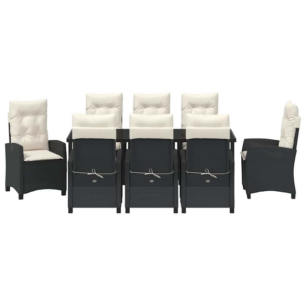 vidaXL Have Spisebordssæt 9 pcs Sort polyrattan