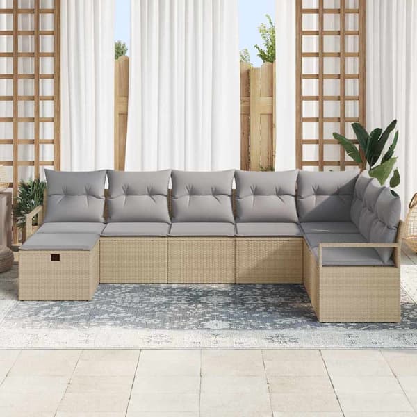 vidaXL Sofa Sæt med pude 8 pcs Beige og lys grå polyrattan