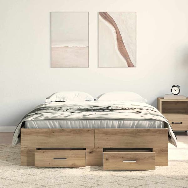 vidaXL Sengestel Artisan Egetræ 120 x 200 cm Konstrueret træ