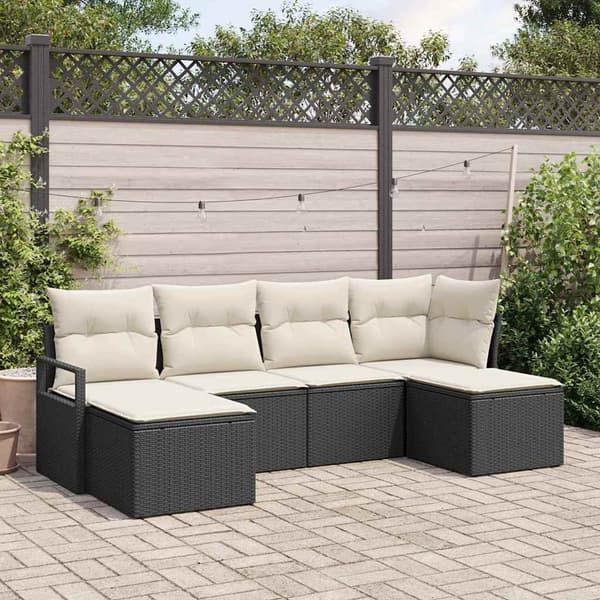 vidaXL Sofa Sæt 6 pcs Sort polyrattan