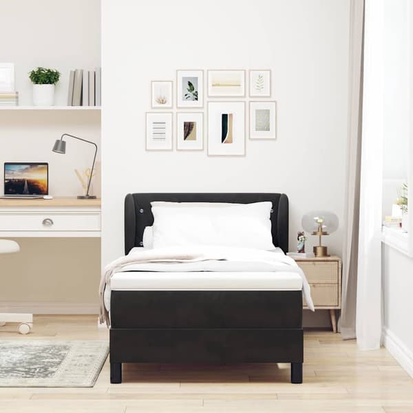 vidaXL Box spring seng med madras Sort 100 x 200 cm Fløjl