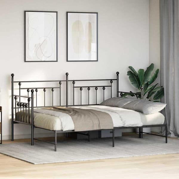 vidaXL Dagsengramme Sort 75 x 190 cm Stål