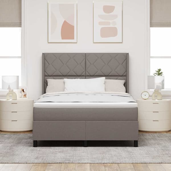 vidaXL Box spring seng med madras Gråbrun 140 x 200 cm Stof