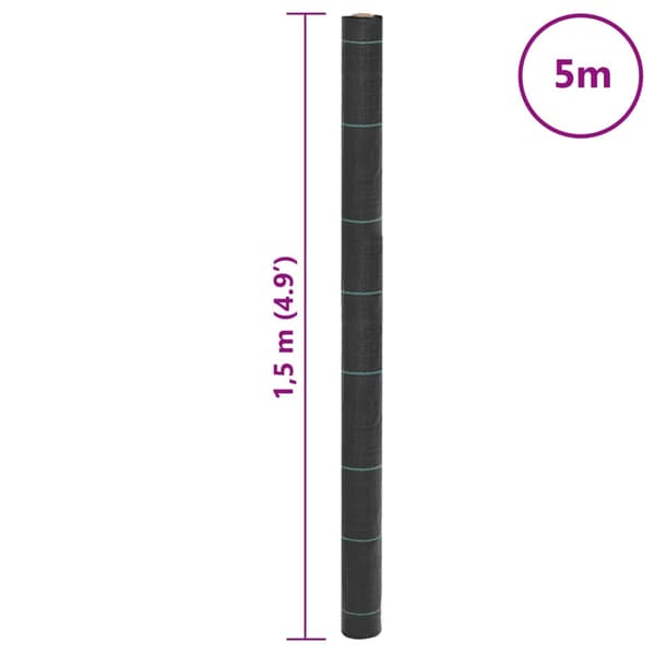 vidaXL ukrudtsdug 1,5x5 m PP sort