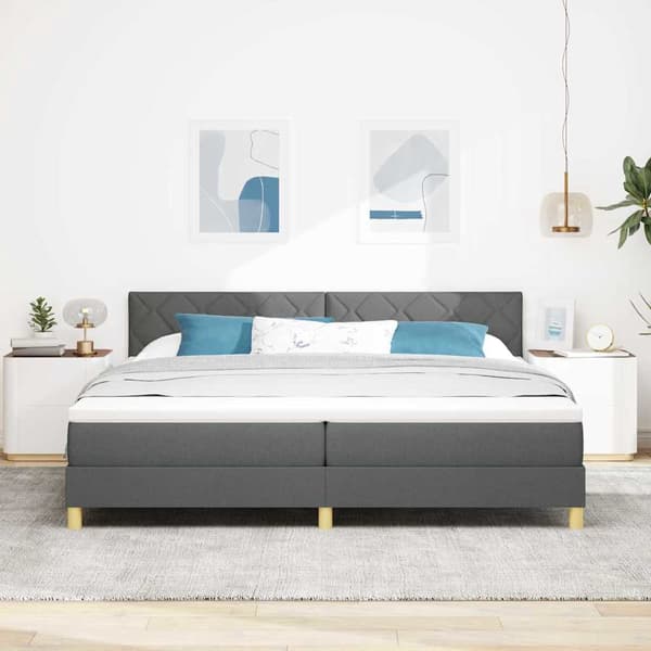 vidaXL Box spring seng med madras Mørkegrå 200 x 200 cm Stof