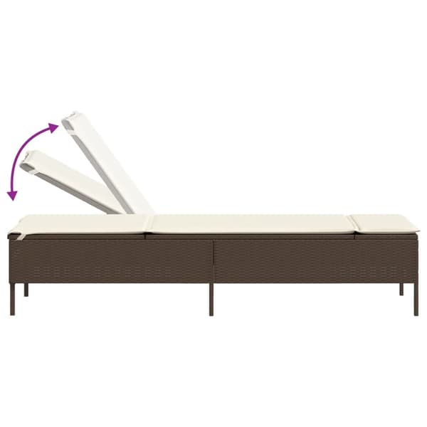 vidaXL liggestol med hynde polyrattan brun