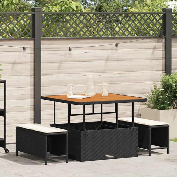 vidaXL Have Spisebordssæt Sort polyrattan