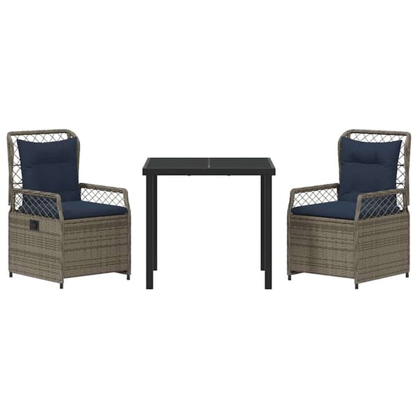 vidaXL Have Spisebordssæt 3 pcs Grå polyrattan