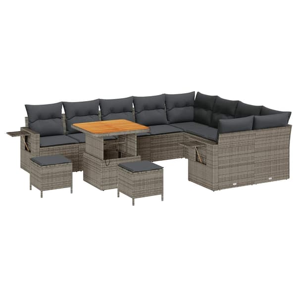 vidaXL Havesofa Sæt 12 pcs Grå polyrattan