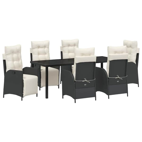 vidaXL Have Spisebordssæt 7 pcs Sort Poly rattan