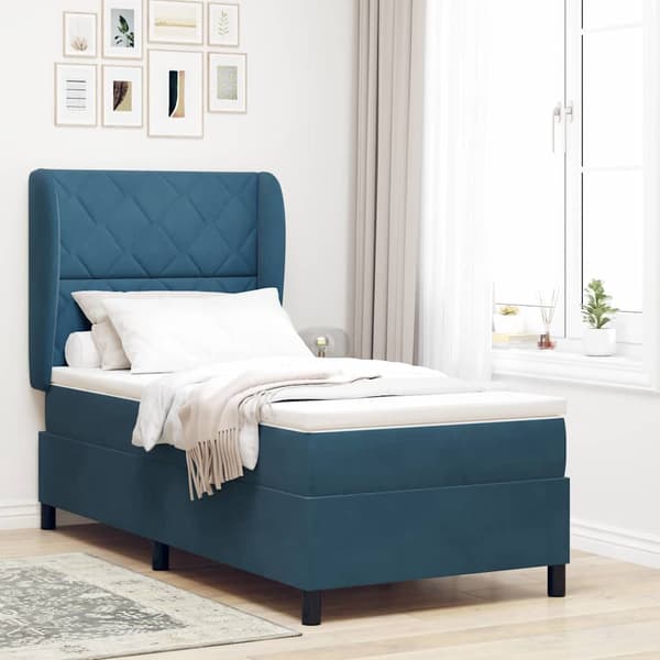 vidaXL Box spring seng med madras Mørk blå 200 x 100 cm Polyester