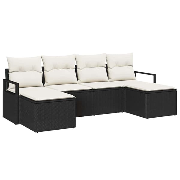 vidaXL Sofa Sæt 6 pcs Sort polyrattan