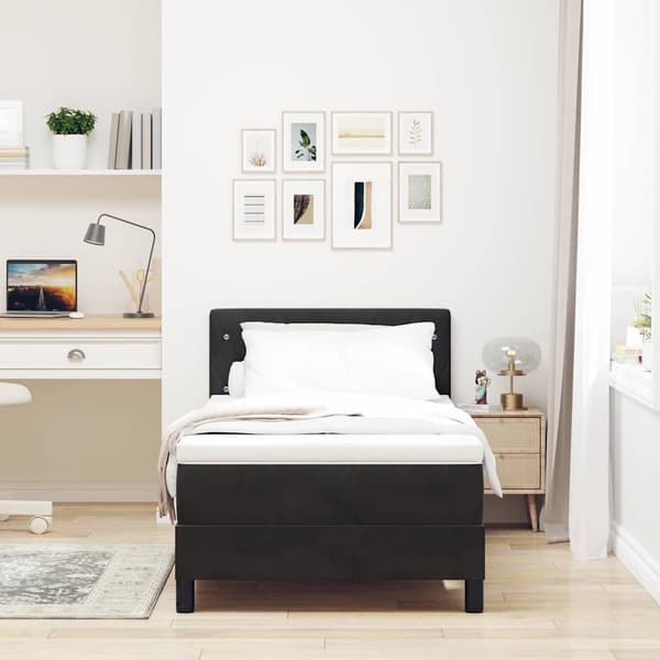 vidaXL Box spring seng med madras Sort 90 x 200 cm Fløjl