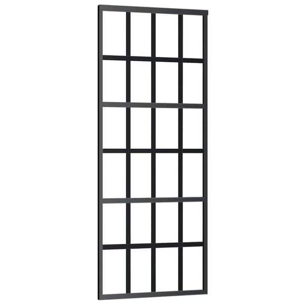 vidaXL Skydedør med monteringstilbehør sort 76x205 cm ESG-glas