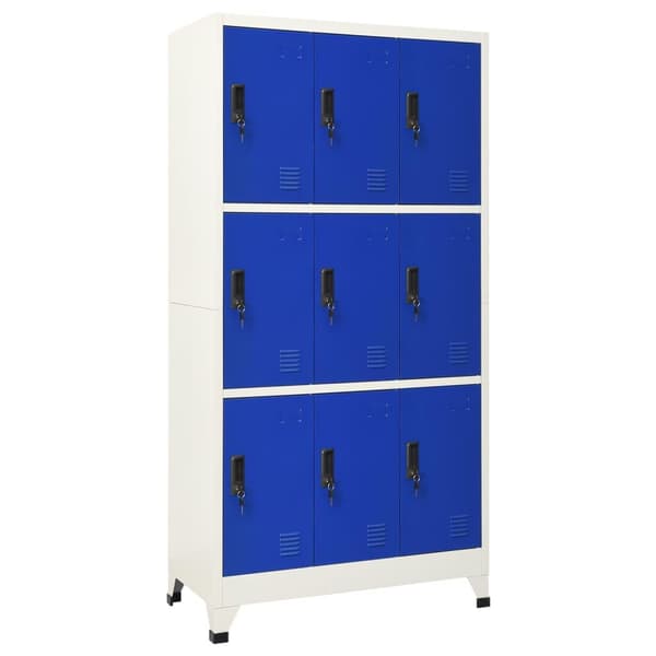 vidaXL skab 90x45x180 cm stål grå og blå