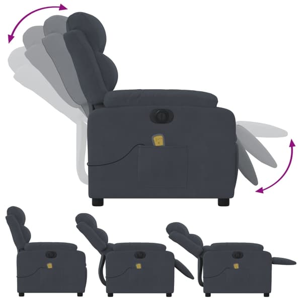 vidaXL massagestol velour mørkegrå