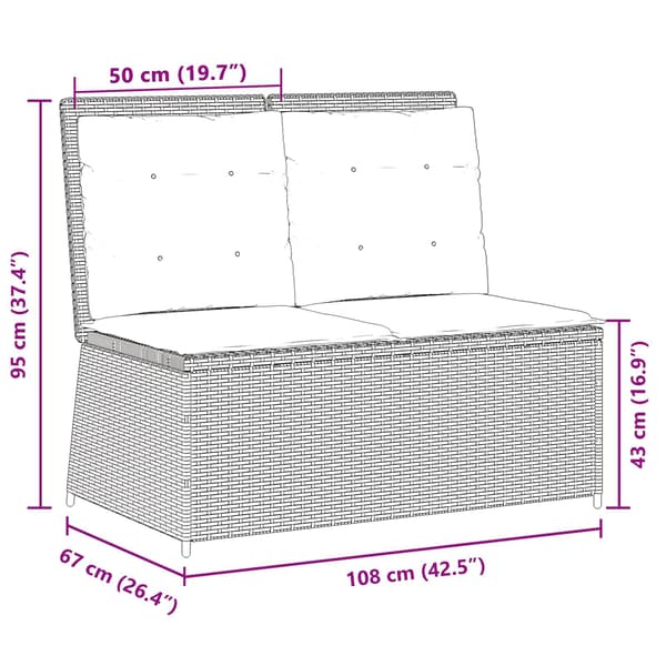 vidaXL Havebænk Sort polyrattan