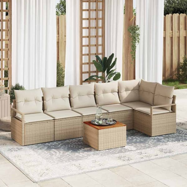 vidaXL Havesofa Sæt 7 pcs Beige, hvid