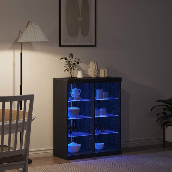 vidaXL LED Sideboard Sort eg 41 x 37 x 100 cm Konstrueret træ