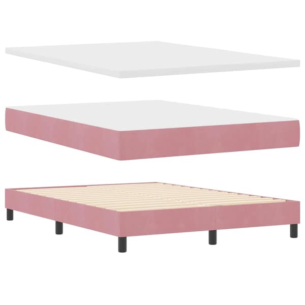 vidaXL Box spring seng med madras Lyserød 160 x 200 cm Fløjl