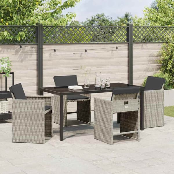 vidaXL Have Spisebordssæt 5 pcs Lysegrå polyrattan