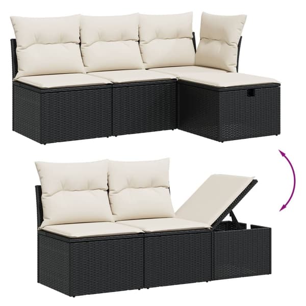 vidaXL sofasæt til haven 6 dele med hynder polyrattan sort