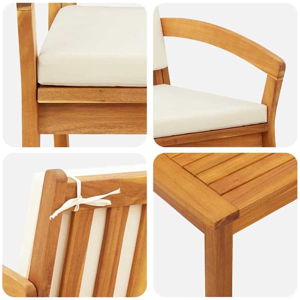 vidaXL Bistrosæt med pude 3 pcs Brun Polyester