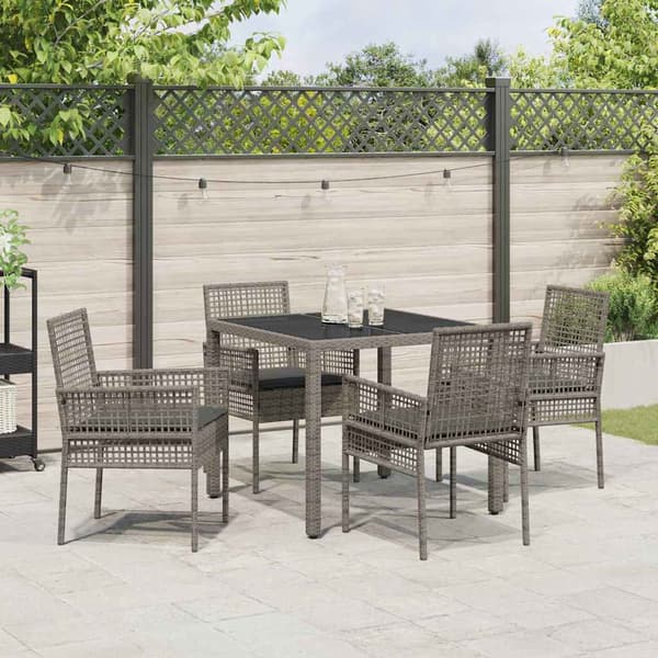 vidaXL Have Spisebordssæt 5 pcs Grå polyrattan