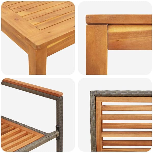 vidaXL Have Spisebordssæt 3 pcs Grå Poly rattan