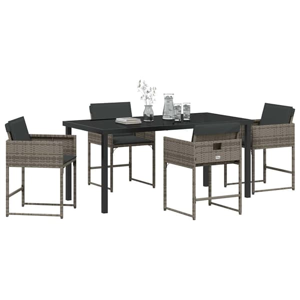 vidaXL Have Spisebordssæt 5 pcs Grå polyrattan