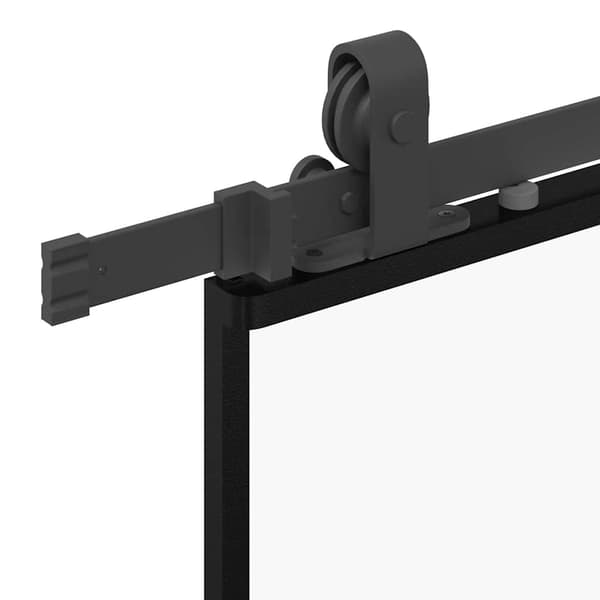 vidaXL Skydedør med monteringstilbehør sort 76x205 cm ESG-glas