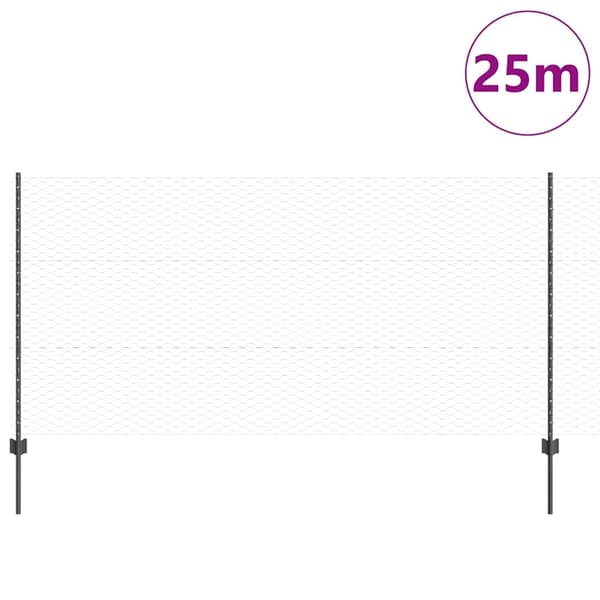vidaXL Hegn med post Grå 1,2 x 25 m Stål