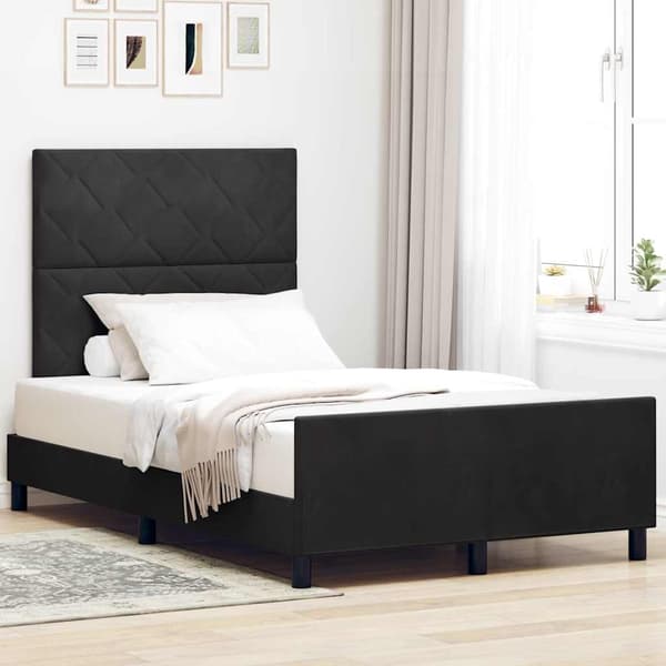vidaXL Box spring seng med hovedgærde Sort 120 x 200 cm Fløjl