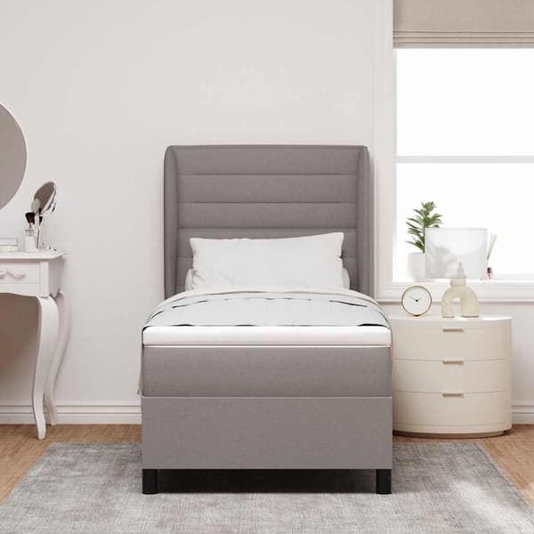 vidaXL Box spring seng med madras Gråbrun 100 x 200 cm Stof