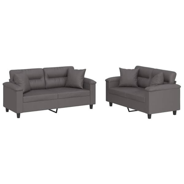 vidaXL sofasæt 2 dele med puder kunstlæder grå