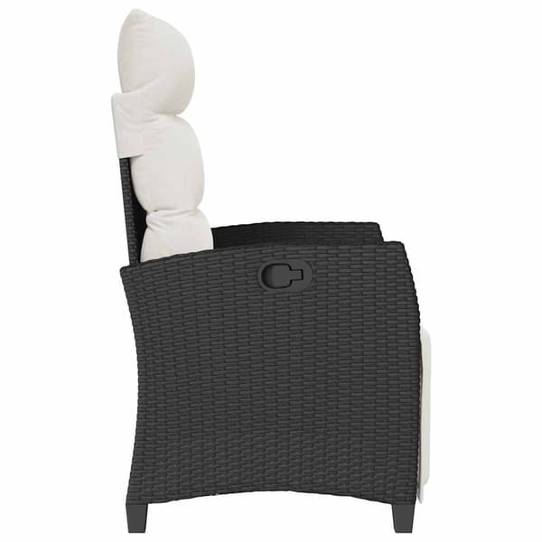 vidaXL havestol med lænefunktion og sidebord polyrattan sort