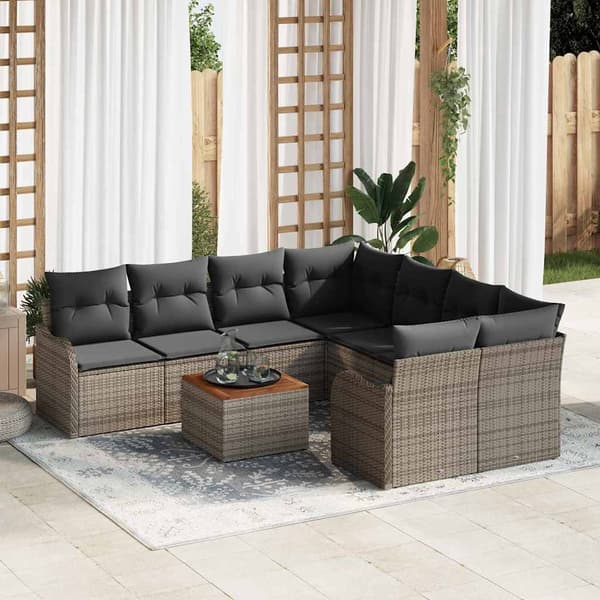 vidaXL Havesofa Sæt 9 pcs Grå