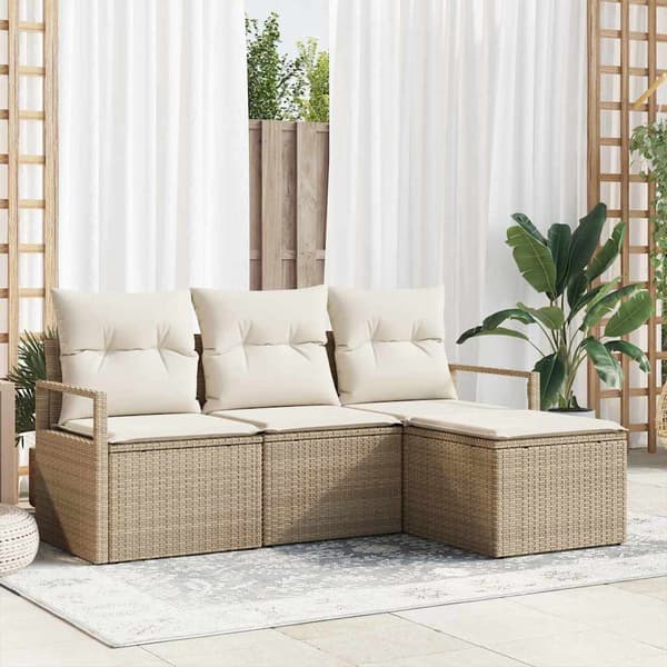vidaXL Sofa Sæt 4 pcs Beige polyrattan