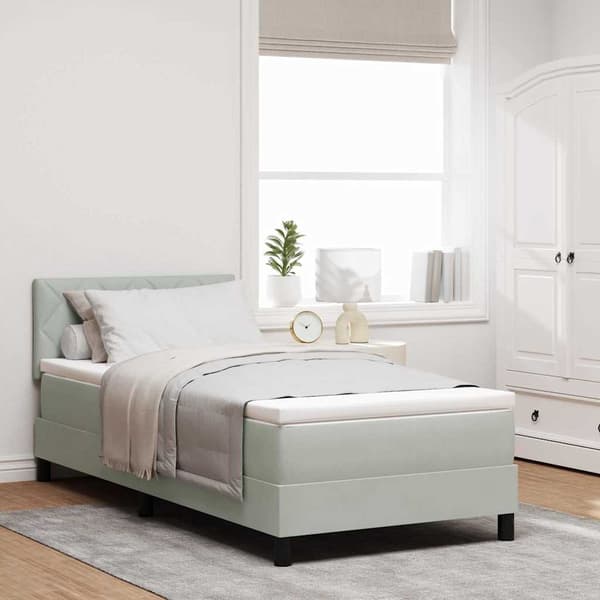 vidaXL Box spring seng med madras Lysegrå 90 x 190 cm Fløjl