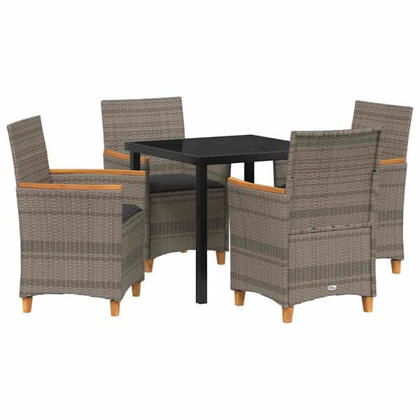 vidaXL Have Spisebordssæt 5 pcs Grå polyrattan